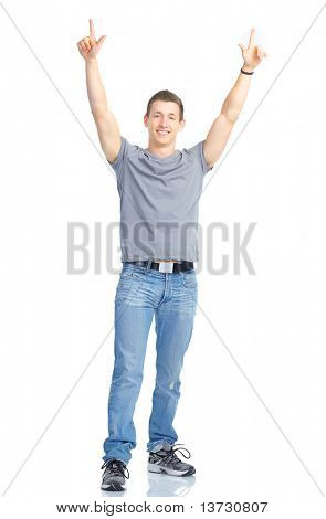 Glücklich lächelnd junger Mann. Isolated over white background