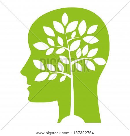 Green human heaf with a tree icon, vector illustration graphic.
