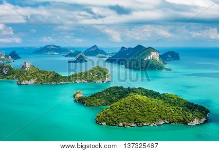 Tropical Group Of Islands In Ang Thong National Marine Park. Top View