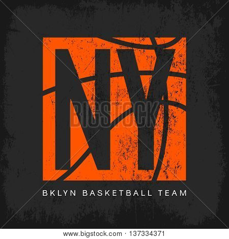 Vintage American basketball old grunge effect tee print vector design.