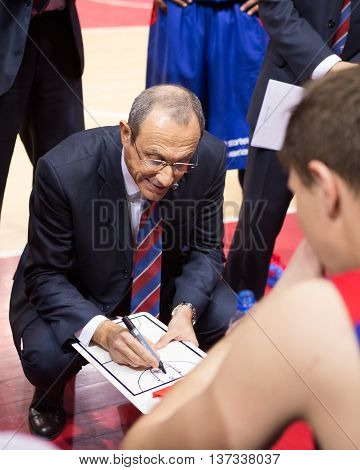 Bc Cska Head Coach Ettore Messina During A Timeout