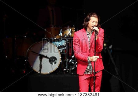 HUNTINGTON, NY-MAR 7: Singer Nasri of the reggae fusion band Magic! performs in concert at The Paramount on March 7, 2015 in Huntington, New York.