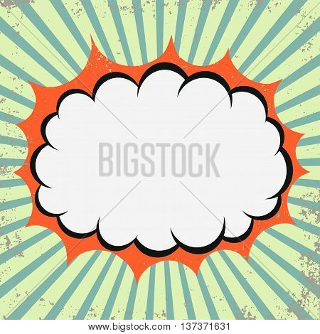 Pop art retro cloud on Retro bursting rays background, Comic Speech Bubble, Boom pow Cartoon. Vector