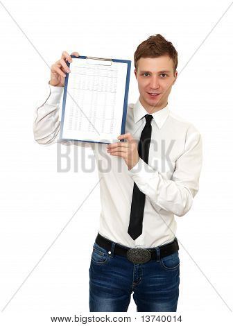 jonge man houdt een Klembord