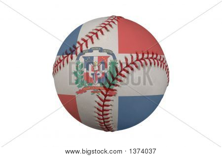Baseball con la bandiera della Repubblica Dominicana