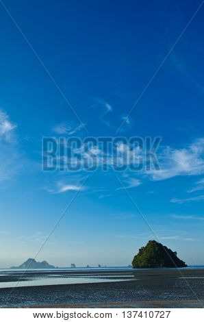 Andaman sea with blue sky, Aonang Krabi Province Thailand
