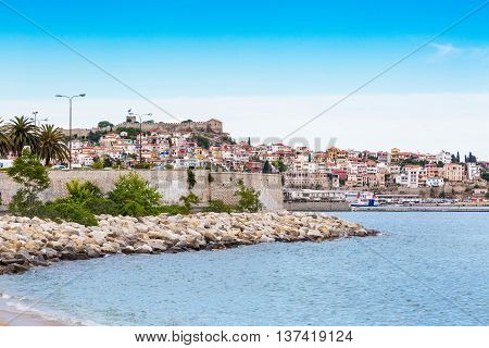 Old city fortress and city view in Kavala, Greece