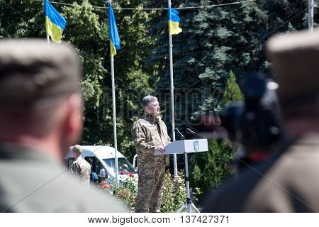 President Of Ukraine Petro Poroshenko Is Speaking At The Ceremonial Meeting