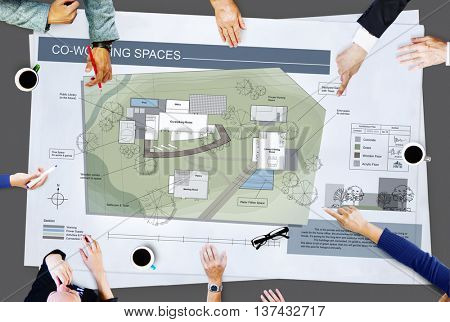 Co Working Space Architecture Plan Map Blueprint Design Concept