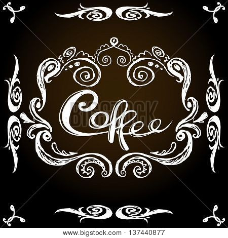 Coffee vintage label hand drawing vector illustration