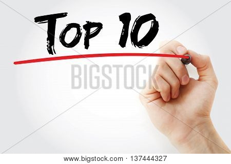 Hand Writing Top 10 With Marker