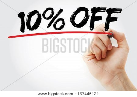 Hand Writing 10% Off With Marker