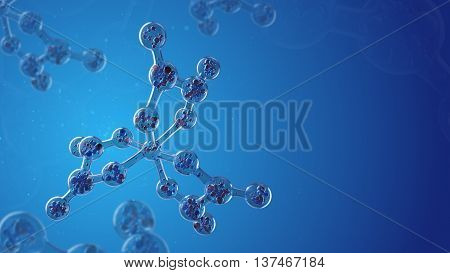 3D rendering medical background with molecules. Background for text.