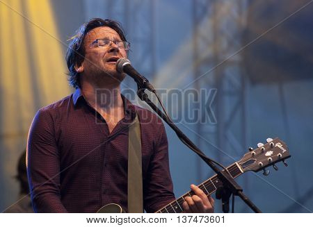 Rimetea (Torocko), Romania - July 3, 2016: The Kiscsillag hungarian band performing at the Doublerise festival, the first multi art festival from Transylvania on July 3, 2016 