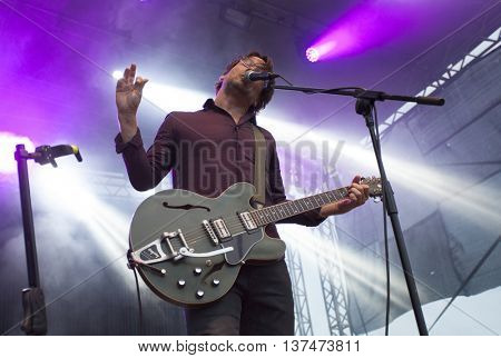 Rimetea (Torocko), Romania - July 3, 2016: The Kiscsillag hungarian band performing at the Doublerise festival, the first multi art festival from Transylvania on July 3, 2016 