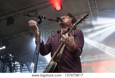 Rimetea (Torocko), Romania - July 3, 2016: The Kiscsillag hungarian band performing at the Doublerise festival, the first multi art festival from Transylvania on July 3, 2016 