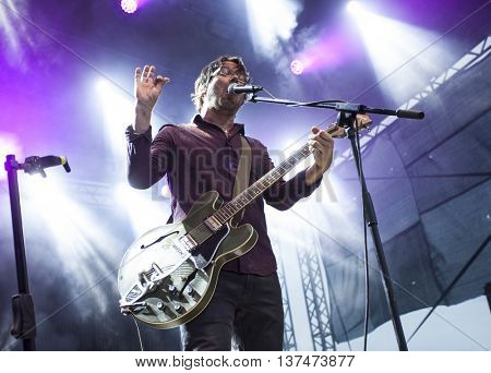 Rimetea (Torocko), Romania - July 3, 2016: The Kiscsillag hungarian band performing at the Doublerise festival, the first multi art festival from Transylvania on July 3, 2016 