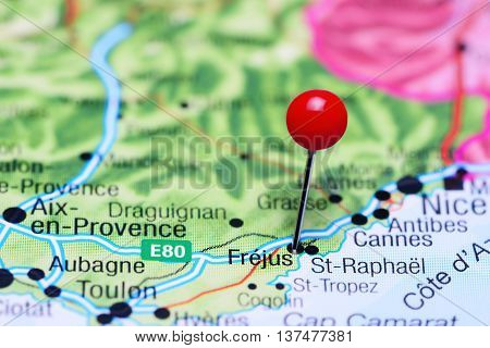 Frejus pinned on a map of France