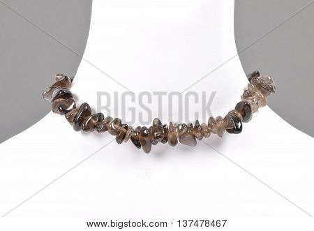 Splintered Smoky Quartz Chain On Bust