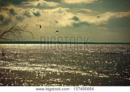 Beautiful blazing sunset landscape at black sea