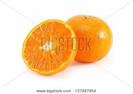 Fresh mandarin orange isolated on white background.