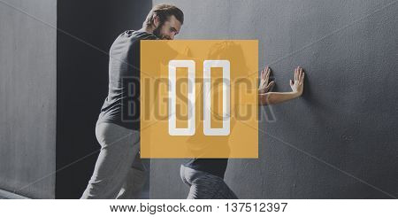 Pause Block Break Cease Finish Press Push Stop Concept