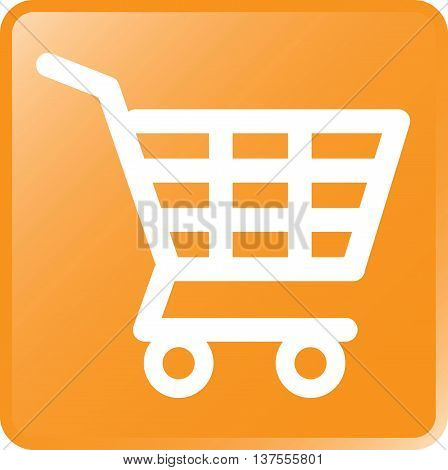 Vector Shopping Cart Icon White on Orange
