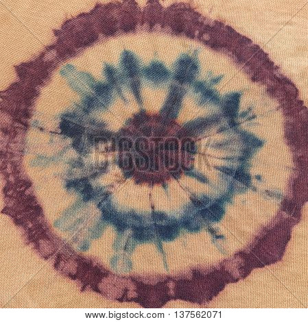 Blue And Brown Concentric Circles On Silk Batik