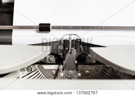 Typebar Hits Ink Ribbon In Mechanical Typewriter