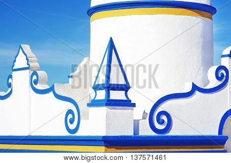 Detail of a typical old whitewashed public fountain.Alentejo Portugal