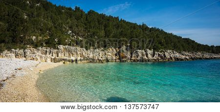 Green-blue Water On The Beach Dafnoudi, Kefalonia, Greece