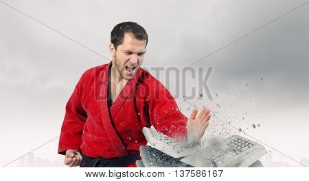 Krate man in action . Mixed media