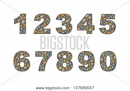 large pebble  numeral stylized in the form of a stone laying