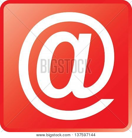Vector Email Concept Icon White on Red Button