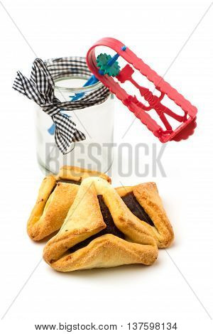 Hamantaschen cookies and grogger forJewish festival of Purim
