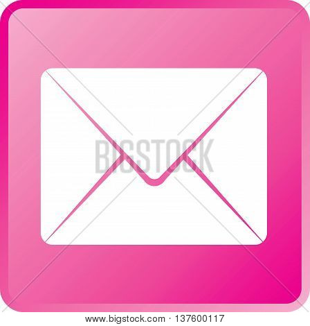 Vector Mail Icon White on Magenta Button