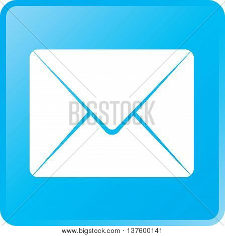 Vector Mail Icon White on Cyan Button