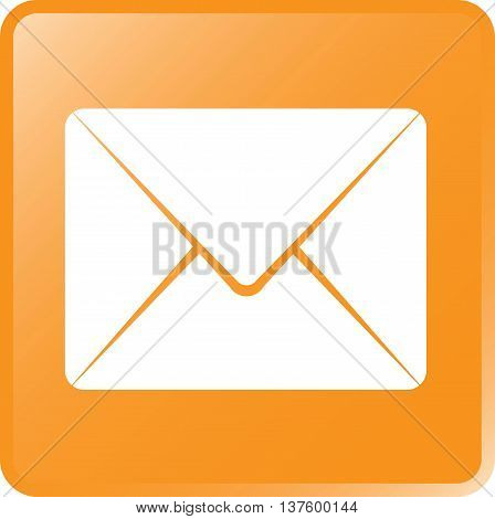 Vector Mail Icon White on Orange Button