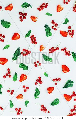 Colorful Mix Of Fruits On White Background. View From Above. Col