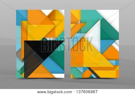 Colorful fresh business A4 cover template - flyer, brochure, book cover and annual report. Geometric design abstract background