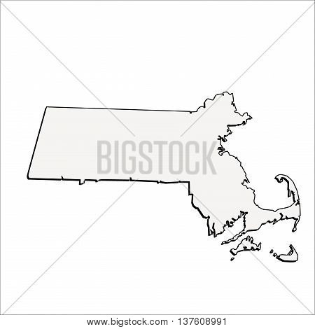 Vector Massachussets State 3D Outline Map Mercator
