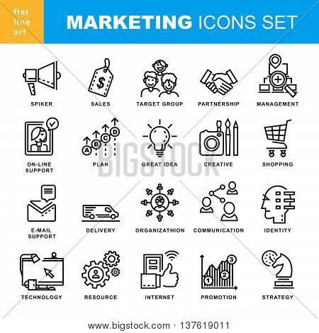 Modern Thin Contour Line Marketing Icons.