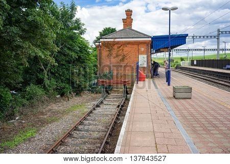 Cholsey/UK. 3rd July 2016. The bay platform of the Cholsey & Wallingford railway which provides heritage services to Wallingford.