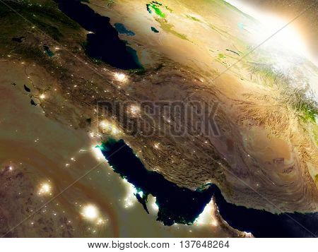 Iran From Space During Sunrise