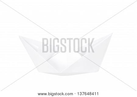 Paper boat isolated on white background. Paper fold boat.