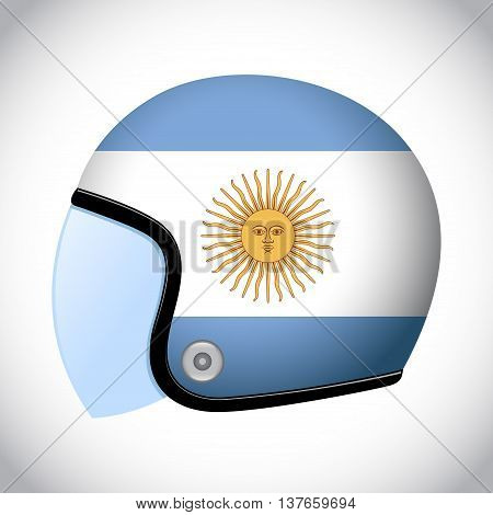 Vector stock of retro classic motorcycle helmet with Argentina flag