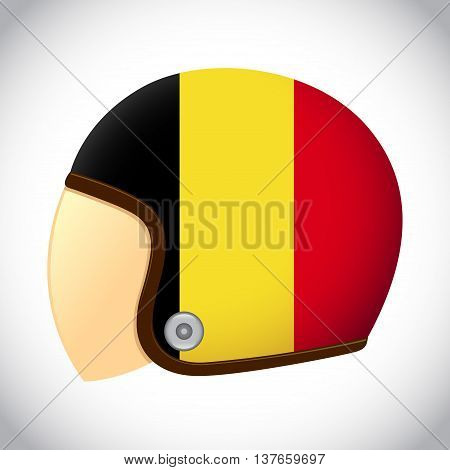 Vector stock of retro classic motorcycle helmet with Belgium flag