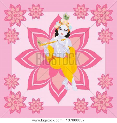 Krishna Janmashtami. Beautiful greeting card with little Krishna's image.