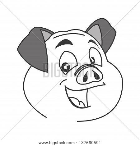 flat design pig cartoon icon vector illustration