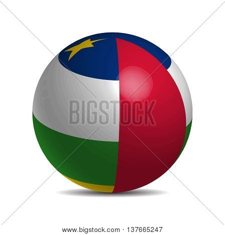 Central African Republic flag on a 3d ball with shadow, vector illustration